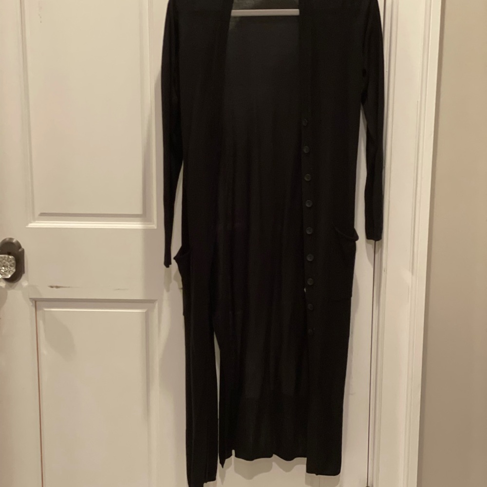 Dexclothing Long Black Light Cardigan NWT